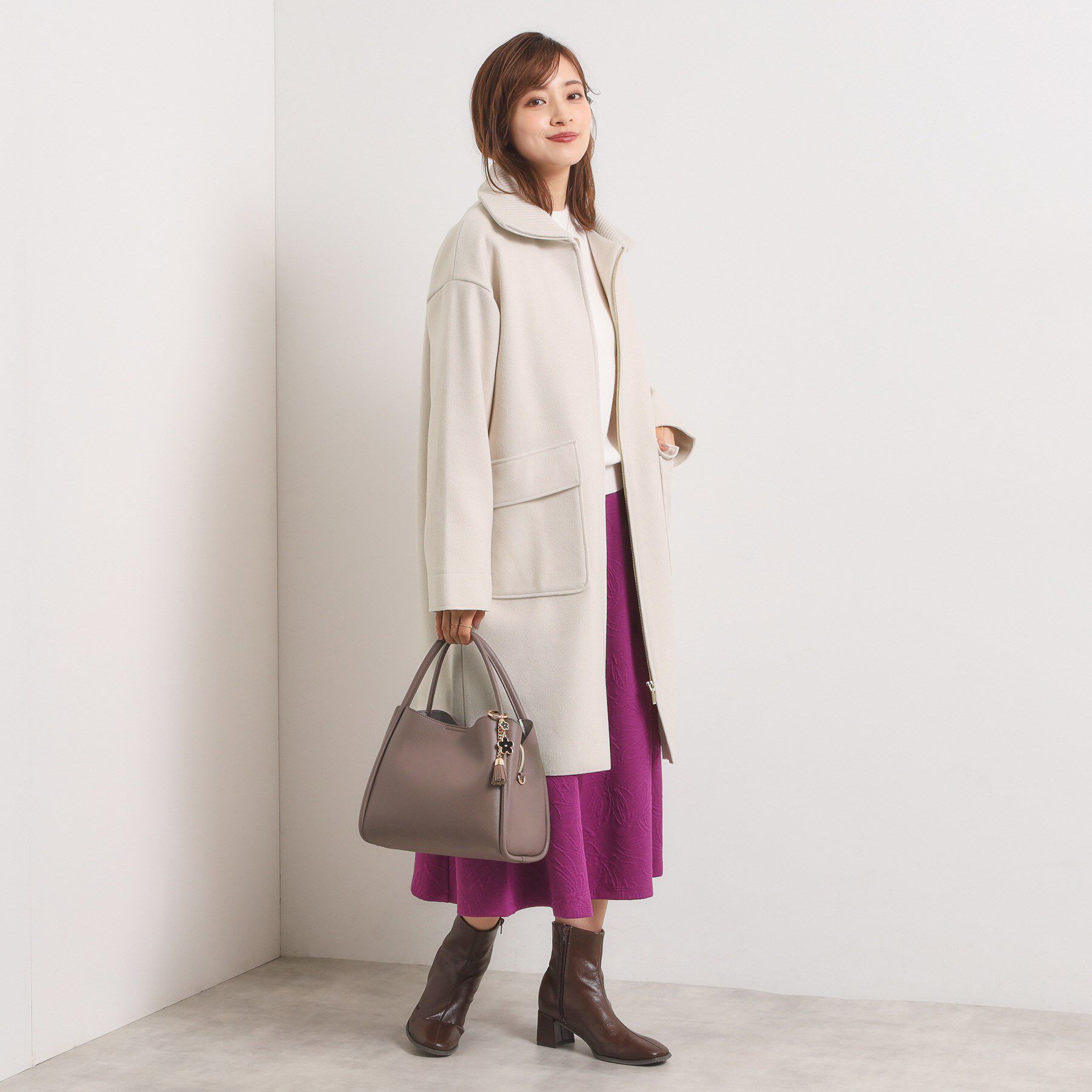 ITS&rsquo;DEMO「裏リブ襟付きコート」|ステンカラーコート|