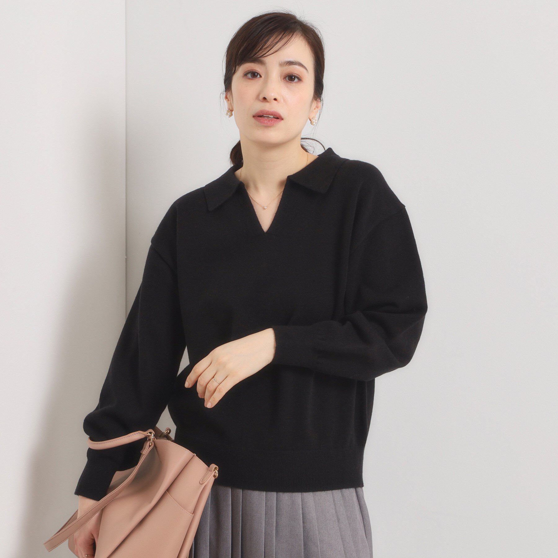 ITS&rsquo;DEMO「【手洗い可】襟付きニット」|ニット・セーター|ブラック(019)