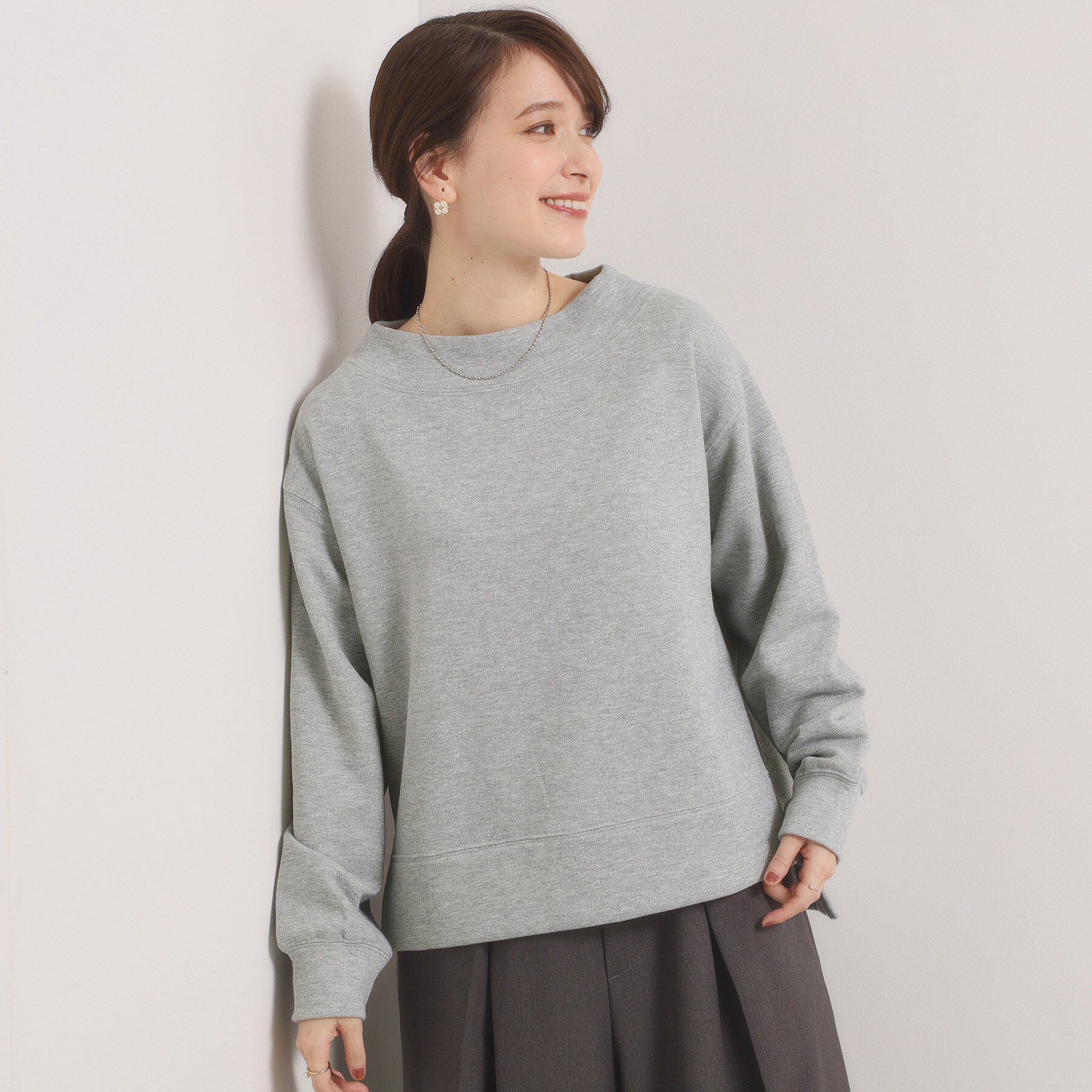 ITS&rsquo;DEMO「【洗濯機OK】ラメ裏毛プルオーバー」|Tシャツ・カットソー|グレー(012)