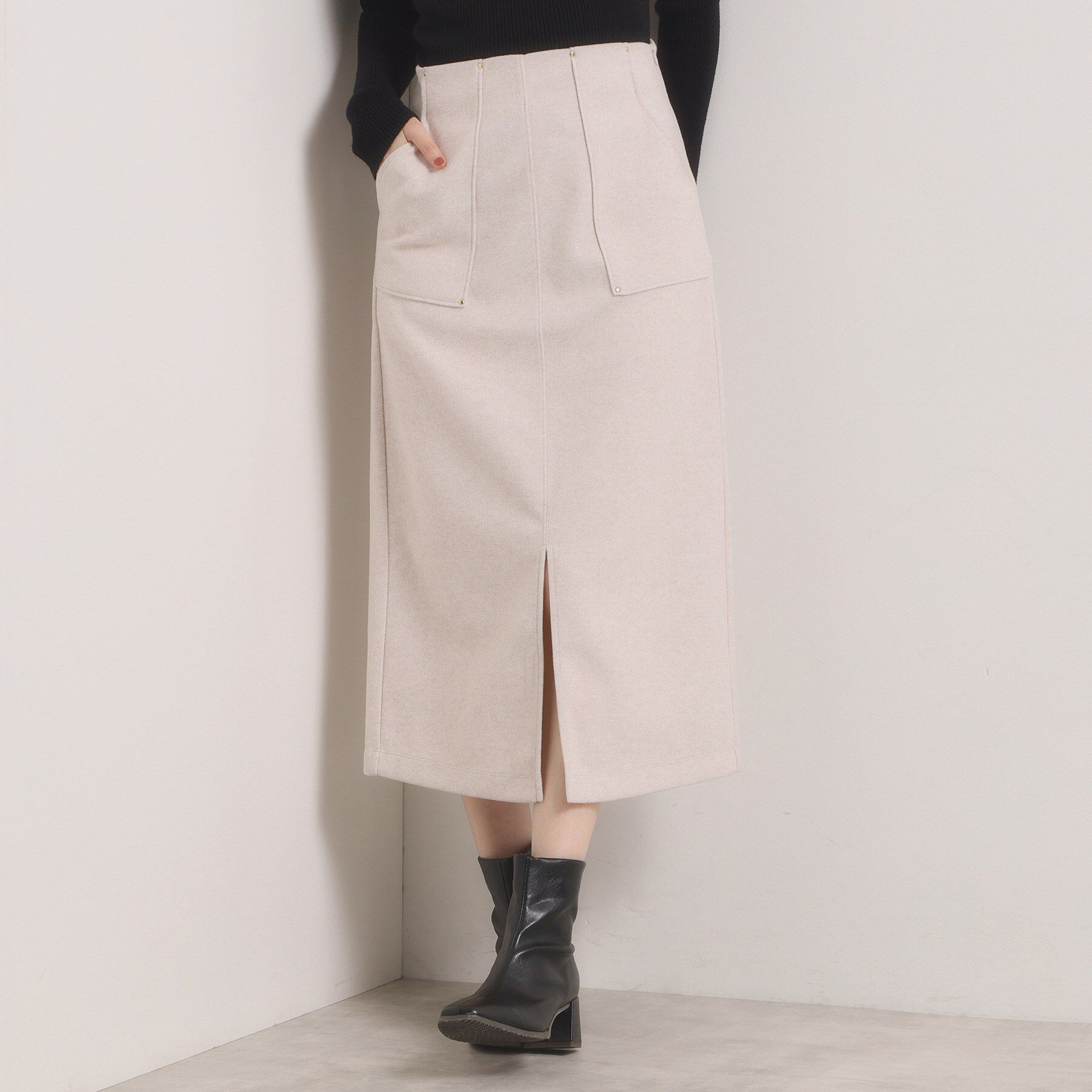 ITS&rsquo;DEMO「【洗濯機OK】カットメルトンタイトスカート」|スカート|