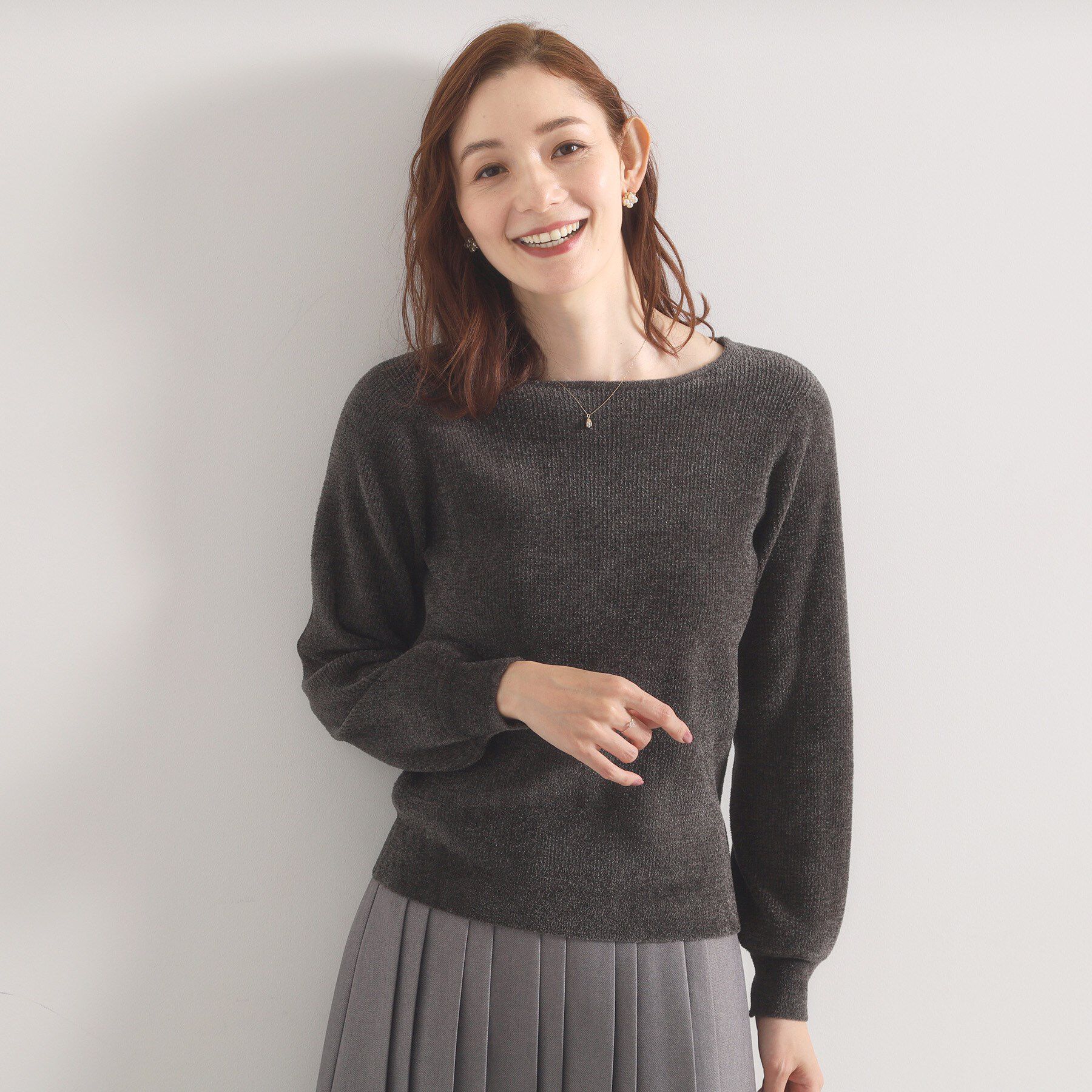 ITS&rsquo;DEMO「【毛玉防止／洗濯機OK】ボートネックモールニット」|ニット・セーター|