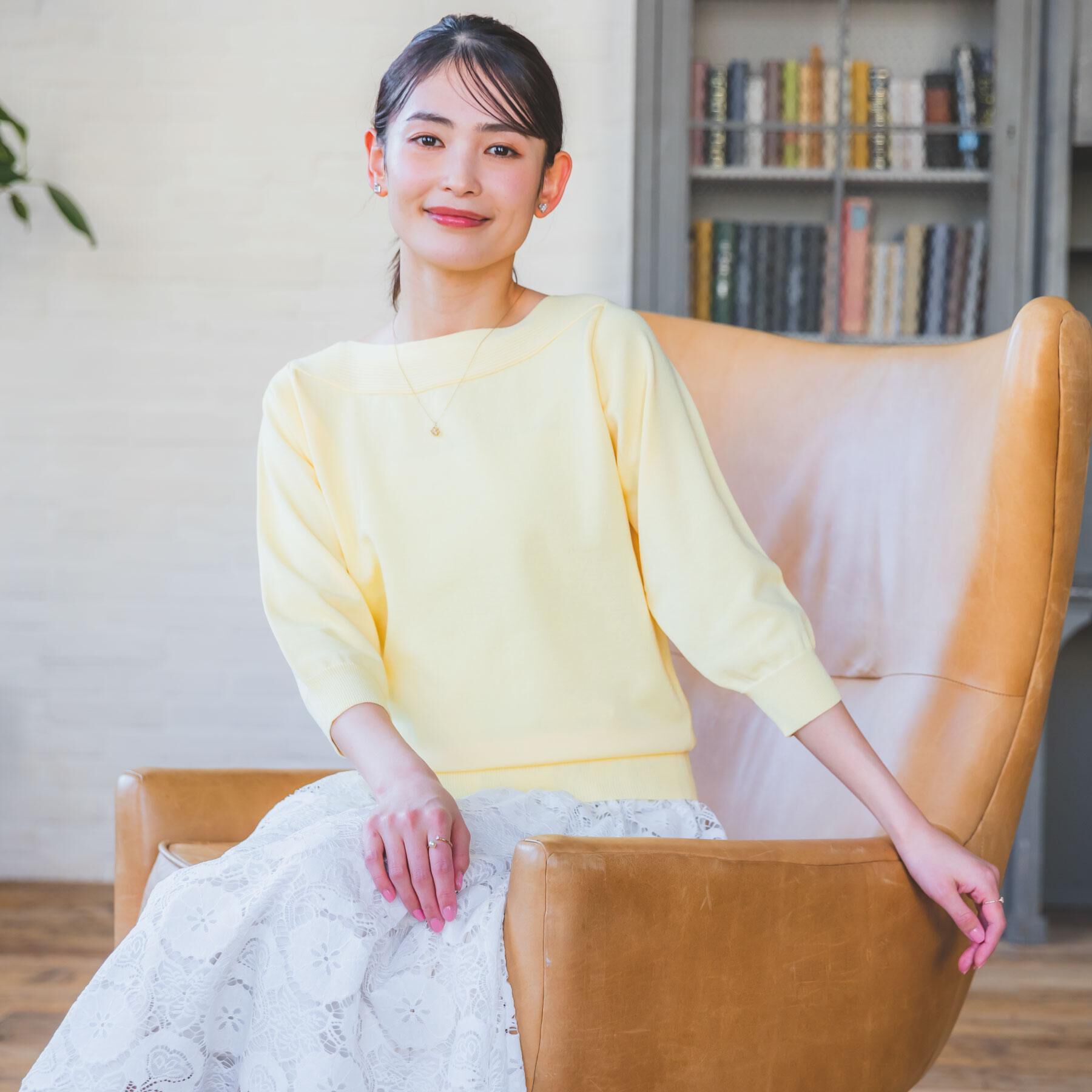 ITS&rsquo;DEMO「【縮みに強い／毛玉防止／洗濯機OK】タフニット 襟ぐり編地切替ニットプルオーバー」|ニット・セーター|