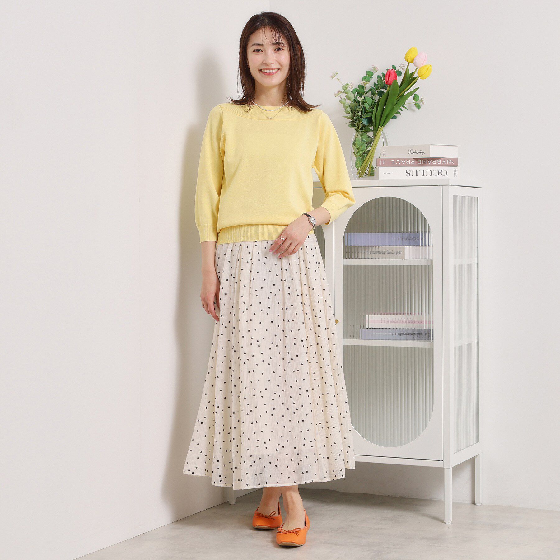 ITS&rsquo;DEMO「【縮みに強い／毛玉防止／洗濯機OK】タフニット 襟ぐり編地切替ニットプルオーバー」|ニット・セーター|