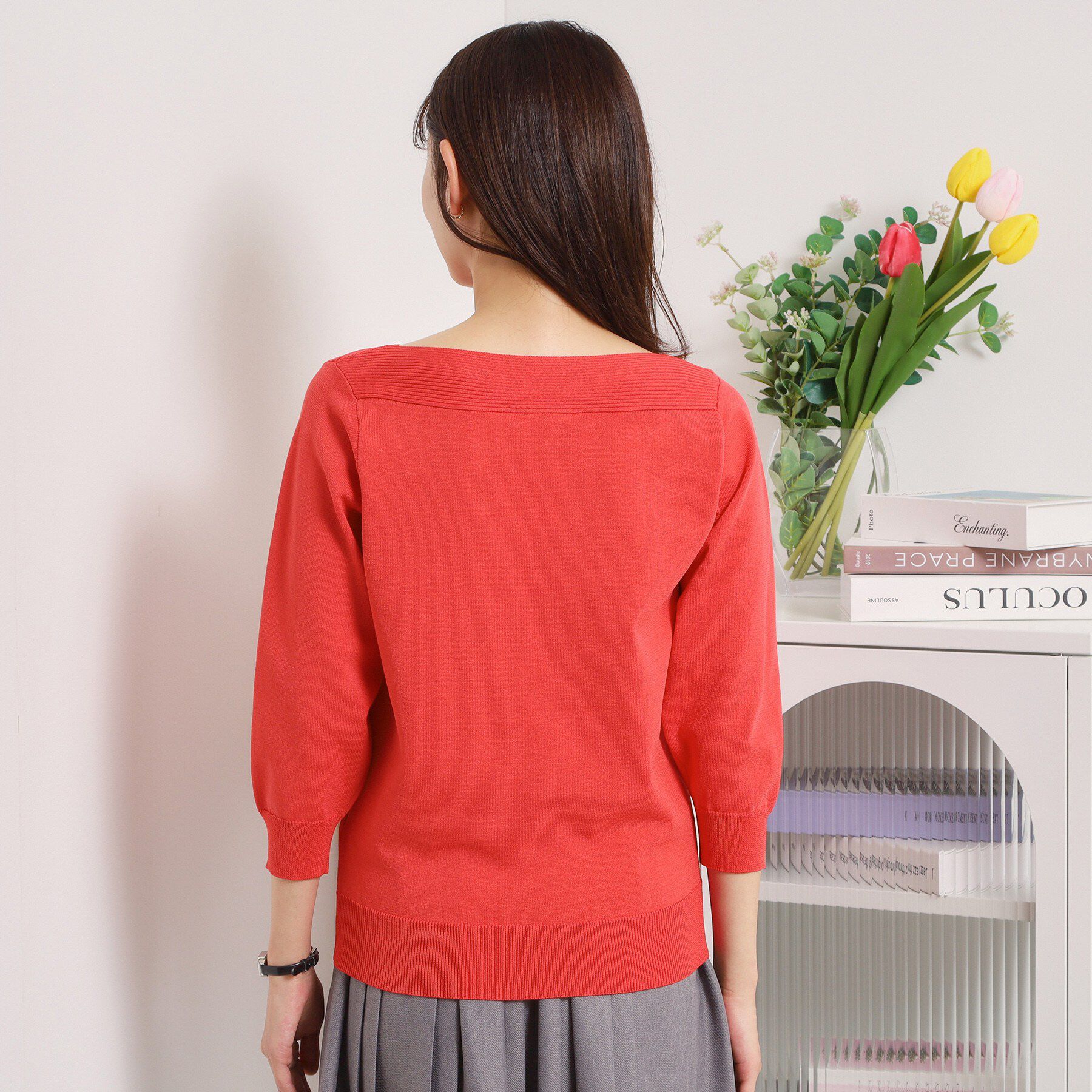 ITS&rsquo;DEMO「【縮みに強い／毛玉防止／洗濯機OK】タフニット 襟ぐり編地切替ニットプルオーバー」|ニット・セーター|