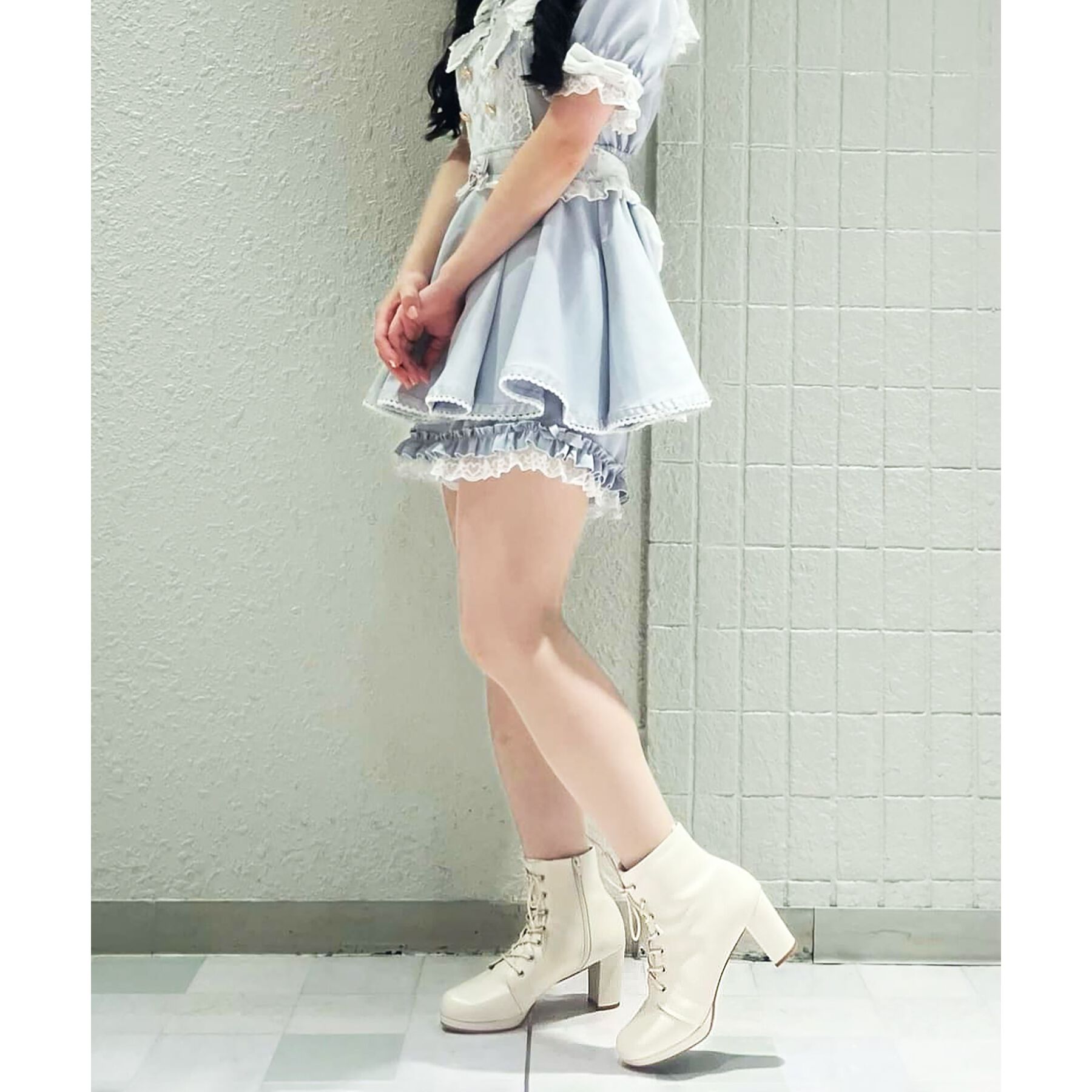 ESPERANZA「アーモンドトゥレースアップ厚底ショートブーツ」|ショートブーツ|