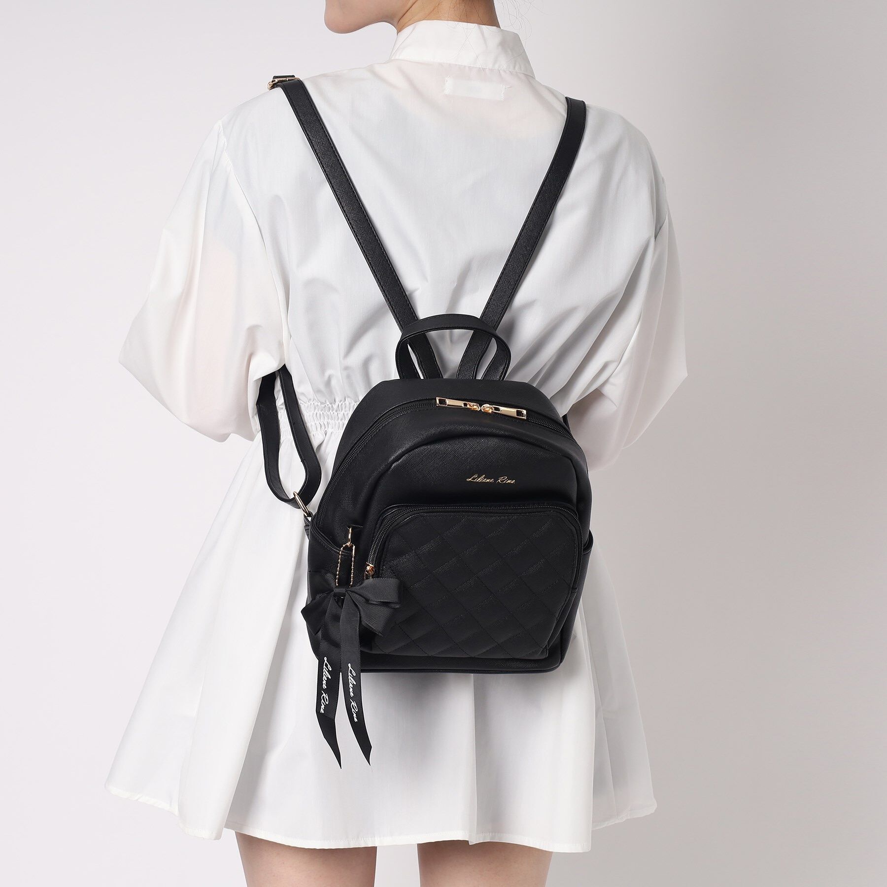Ober Tashe「リボンチャーム付キルティングミニリュック」|リュック|