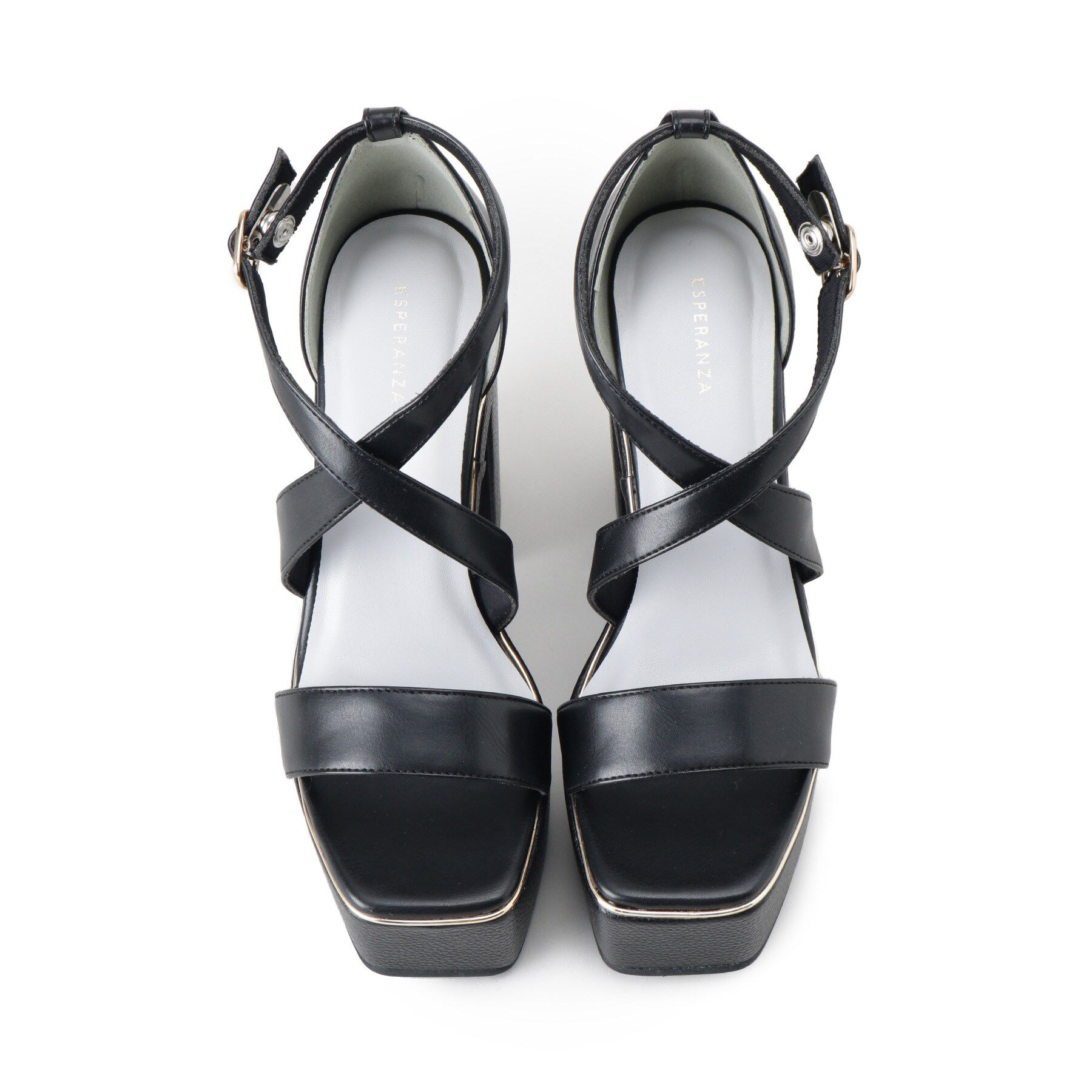 ESPERANZA「【ラク盛り／サンダル】リピーター続出／脚長美脚　クロスストラップサンダル」|サンダル|