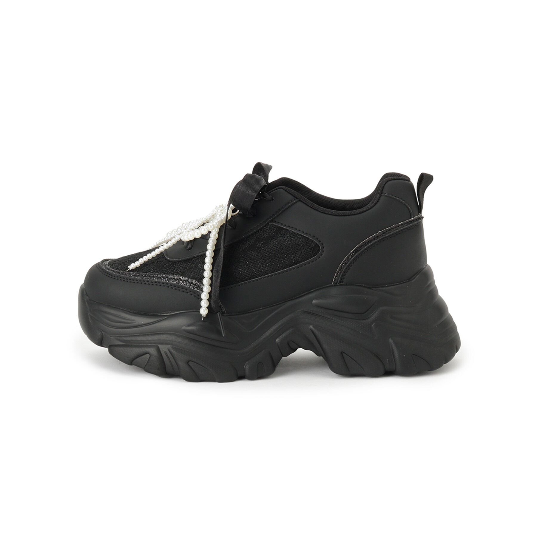 csT&P「厚底パール調付きレーススニーカー」|スニーカー|