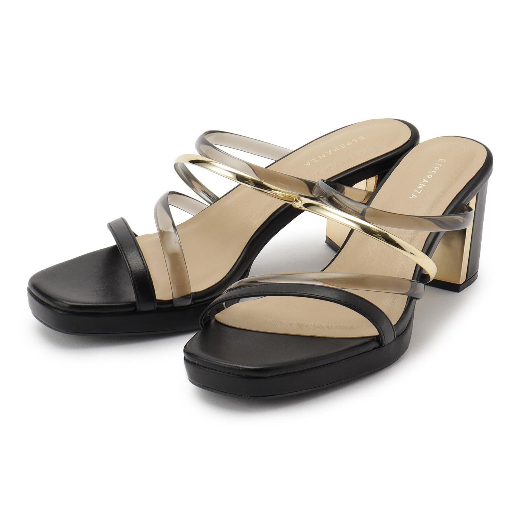 ESPERANZA「クリア&times;メタリックラインコンビヒールサンダル」|サンダル|