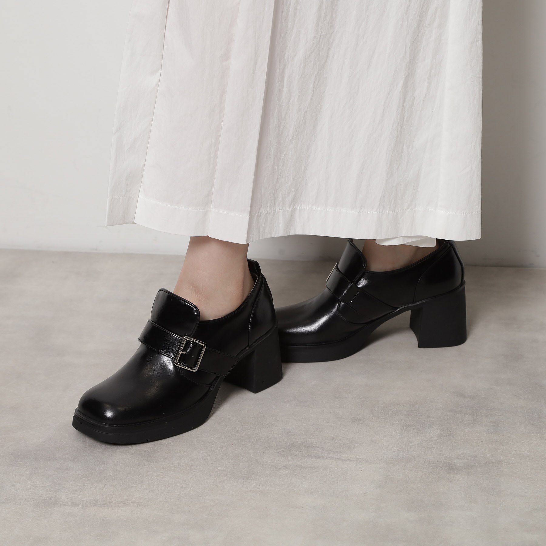 ESPERANZA「スクエアトゥベルトアンクルローファー」|パンプス|