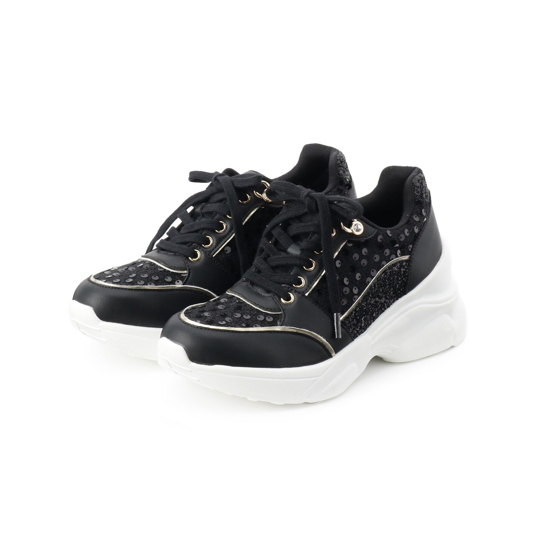 ESPERANZA「【EC先行販売】グリッター&times;ツイード ラインストーンスニーカー」|スニーカー|