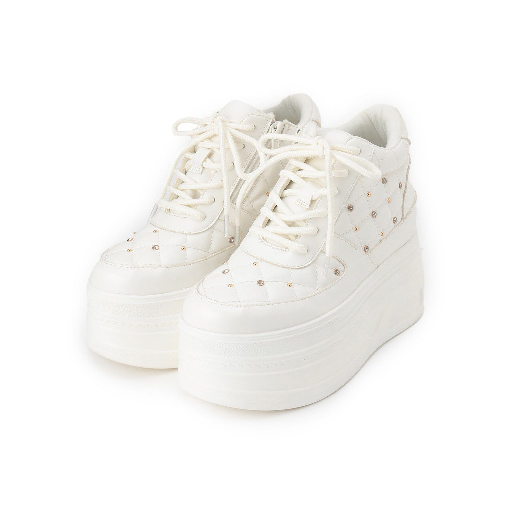 ESPERANZA「【EC先行販売】きゅんフィット厚底フラットキルティングスタッズスニーカー」|スニーカー|