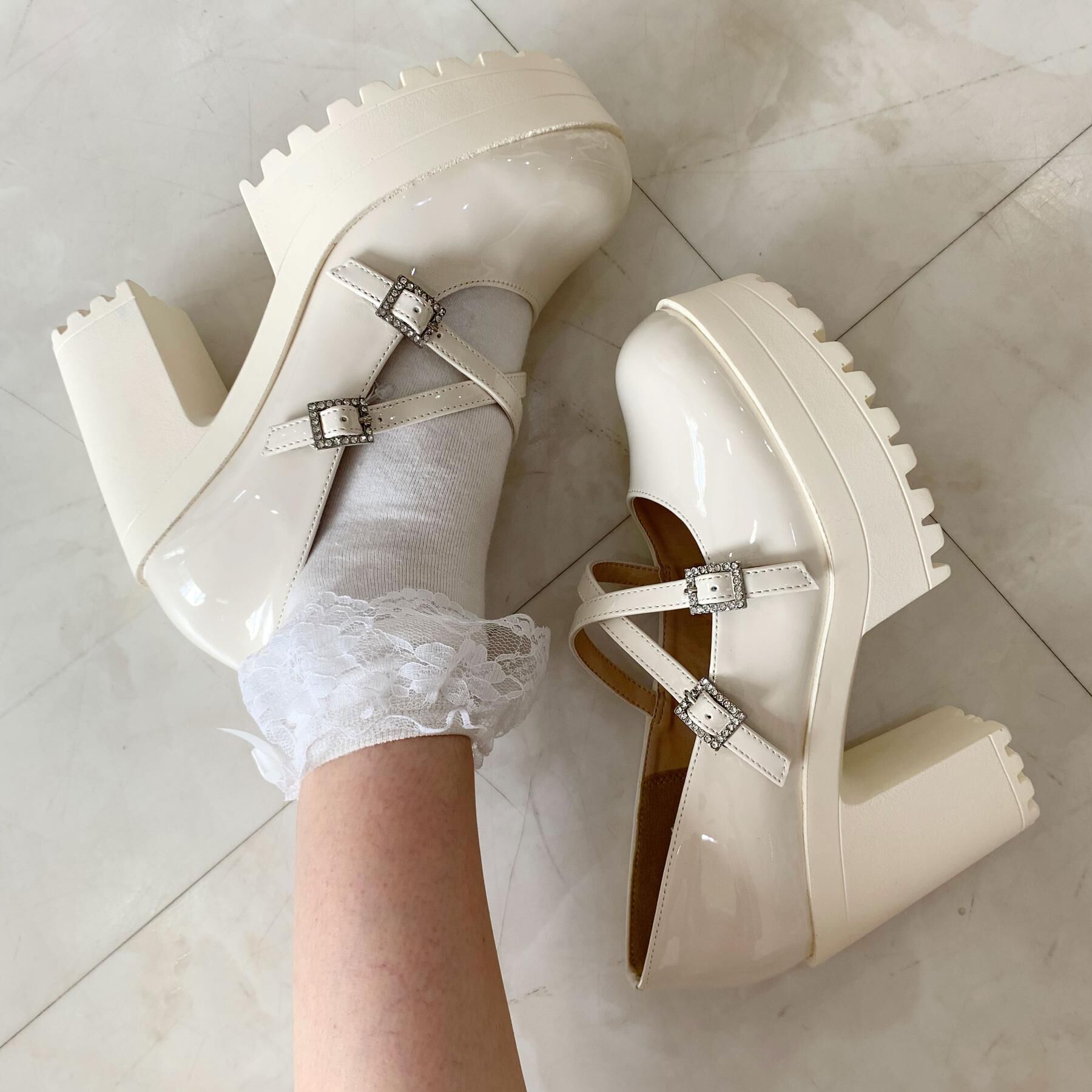 csT&P「厚底キラキラダブルストラップパンプス」|パンプス|