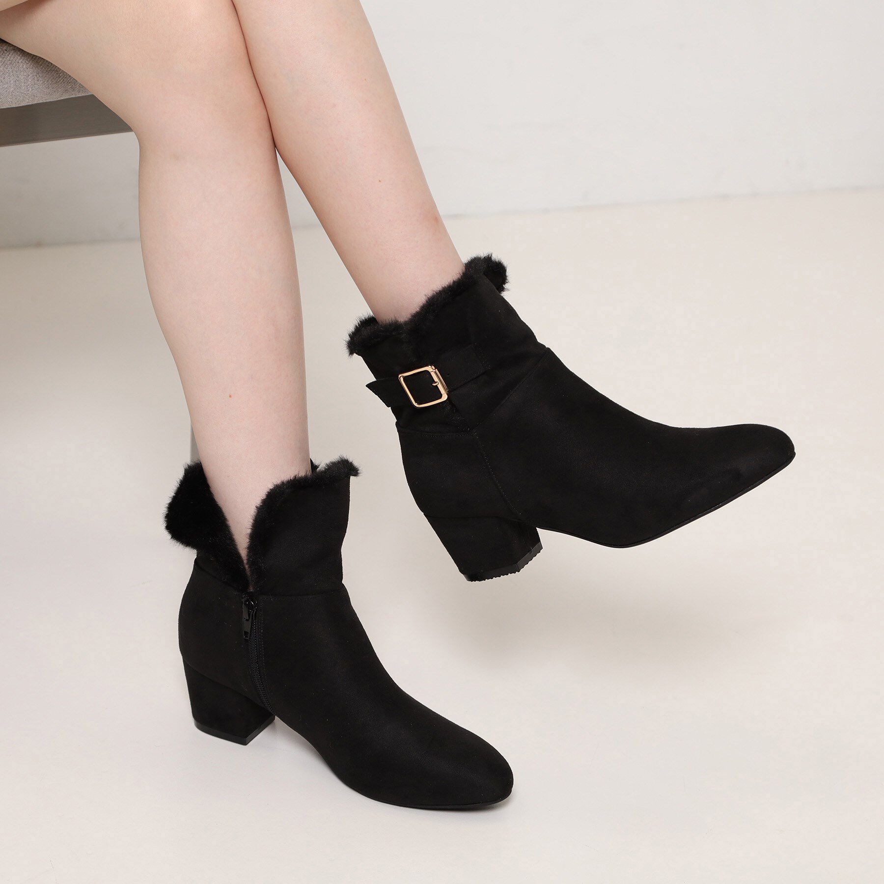 ESPERANZA「折り返しフェイクファー2WAYショートブーツ」|ショートブーツ|