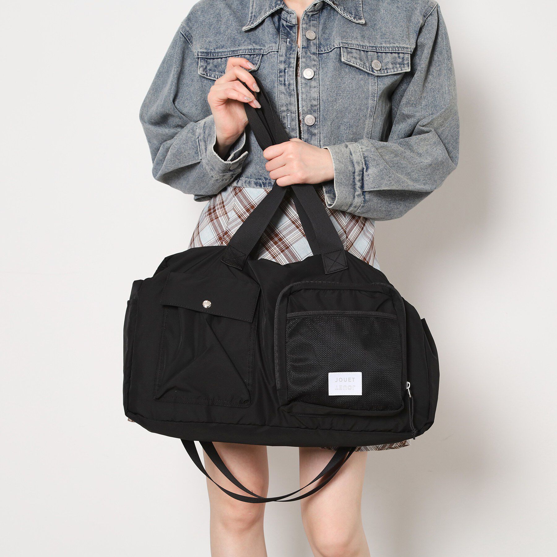 Ober Tashe「【キャリーオンベルト付き】ポケッタブルボストンバッグ」|ボストンバッグ|ブラック(019)