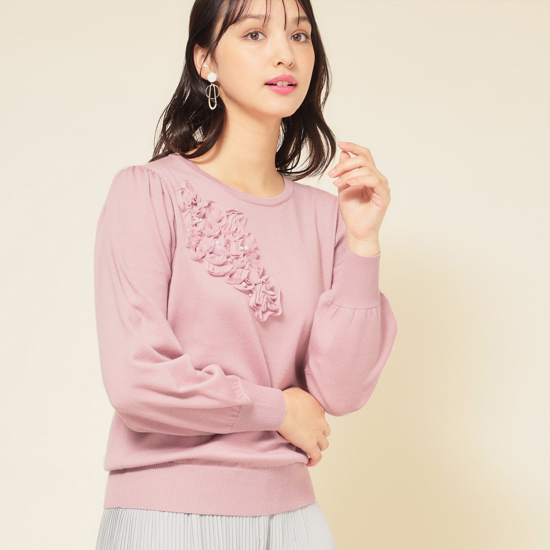 SunaUna「【SS～Lサイズ展開／チュール刺繍】クラフトニット」|ニット・セーター|