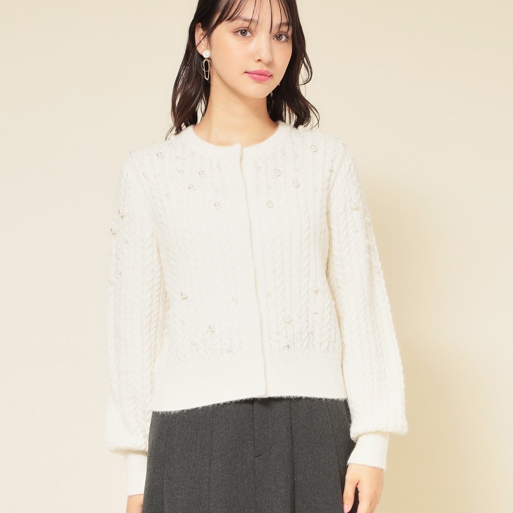 SunaUna「【COLLECTION LINE】パール調カーデ」|カーディガン|