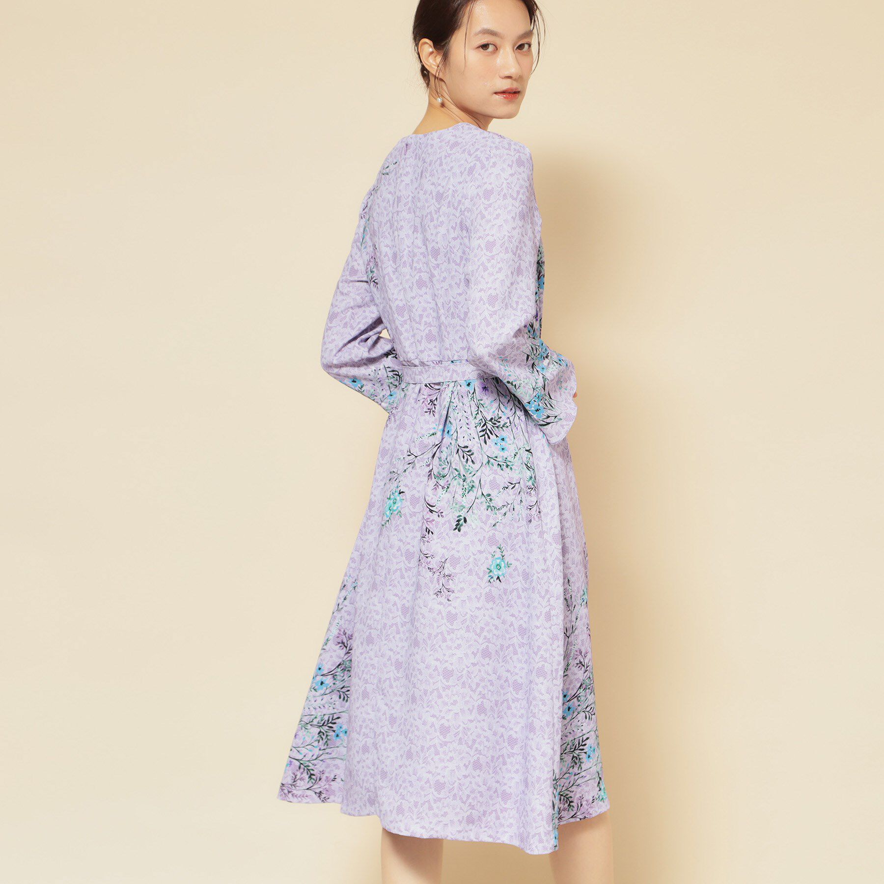 SunaUna「【co creation and yours／SS～L】レースプリント柄ワンピース」|ワンピース|パープル(181)