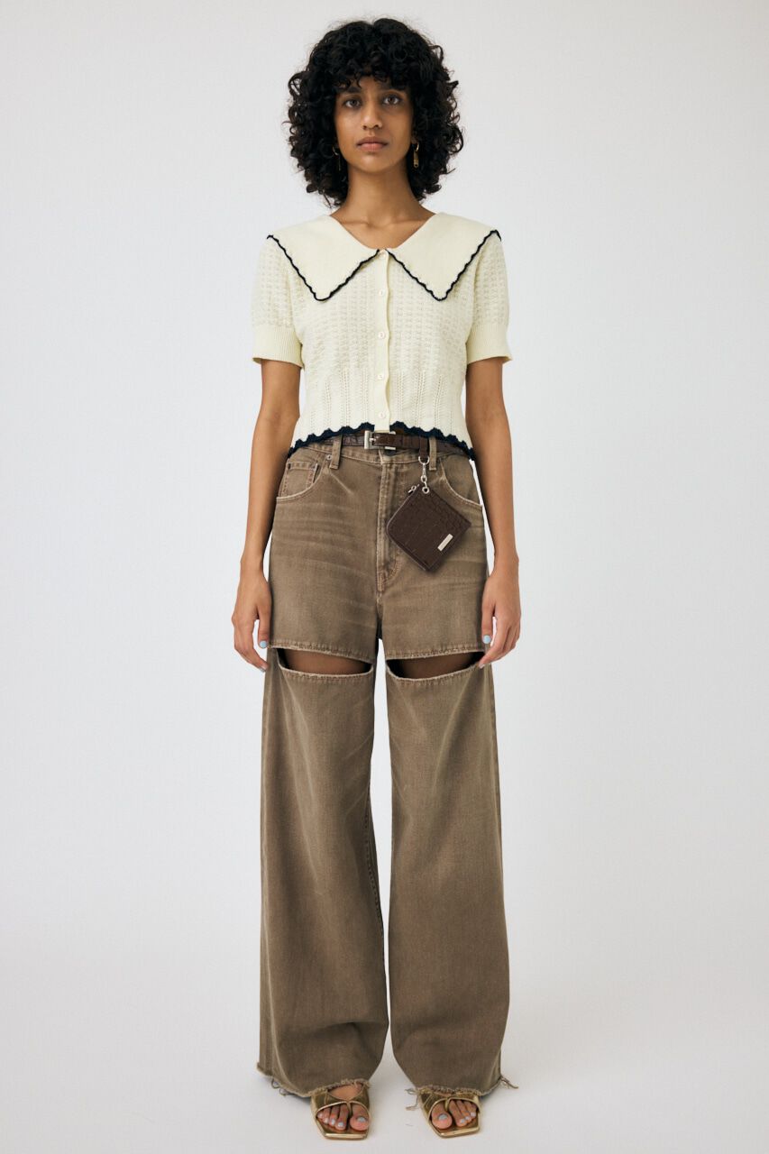 MOUSSY「KNIT LACEWORK COLLAR カーディガン」|ニット・セーター|