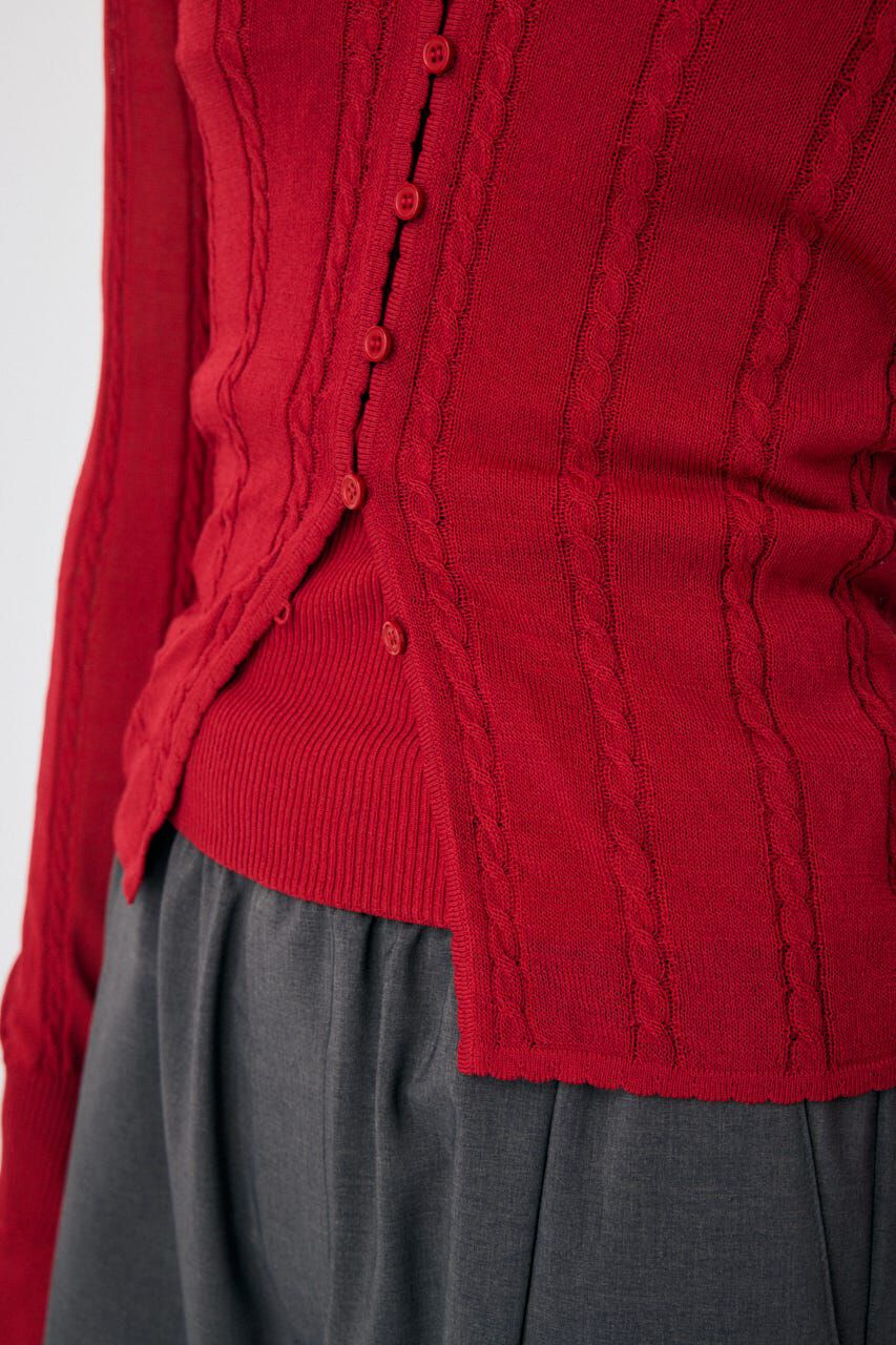 MOUSSY「SHEER CABLE カーディガン」|カーディガン|