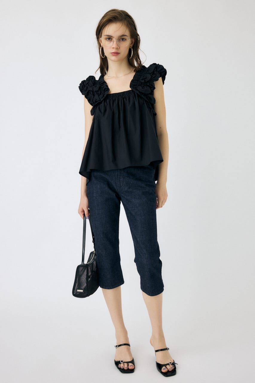 MOUSSY「HEM SLIT カプリ」|デニム|One Wash1