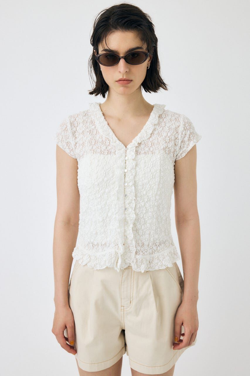 MOUSSY「RUFFLE LACE ノースリーブトップス」|Tシャツ・カットソー|O/WHT1