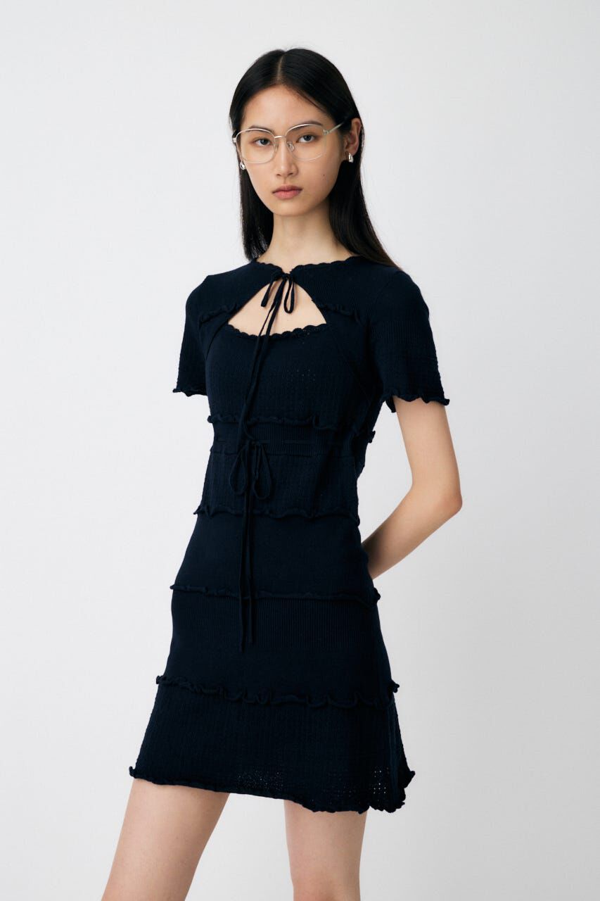 MOUSSY「BOW DESIGN KNIT ミニ  ドレス」|ワンピース|