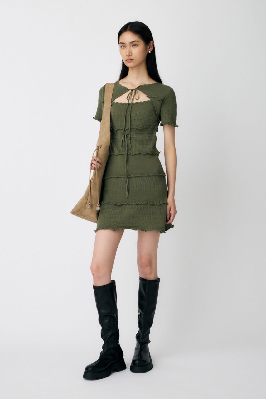 MOUSSY「BOW DESIGN KNIT ミニ  ドレス」|ワンピース|