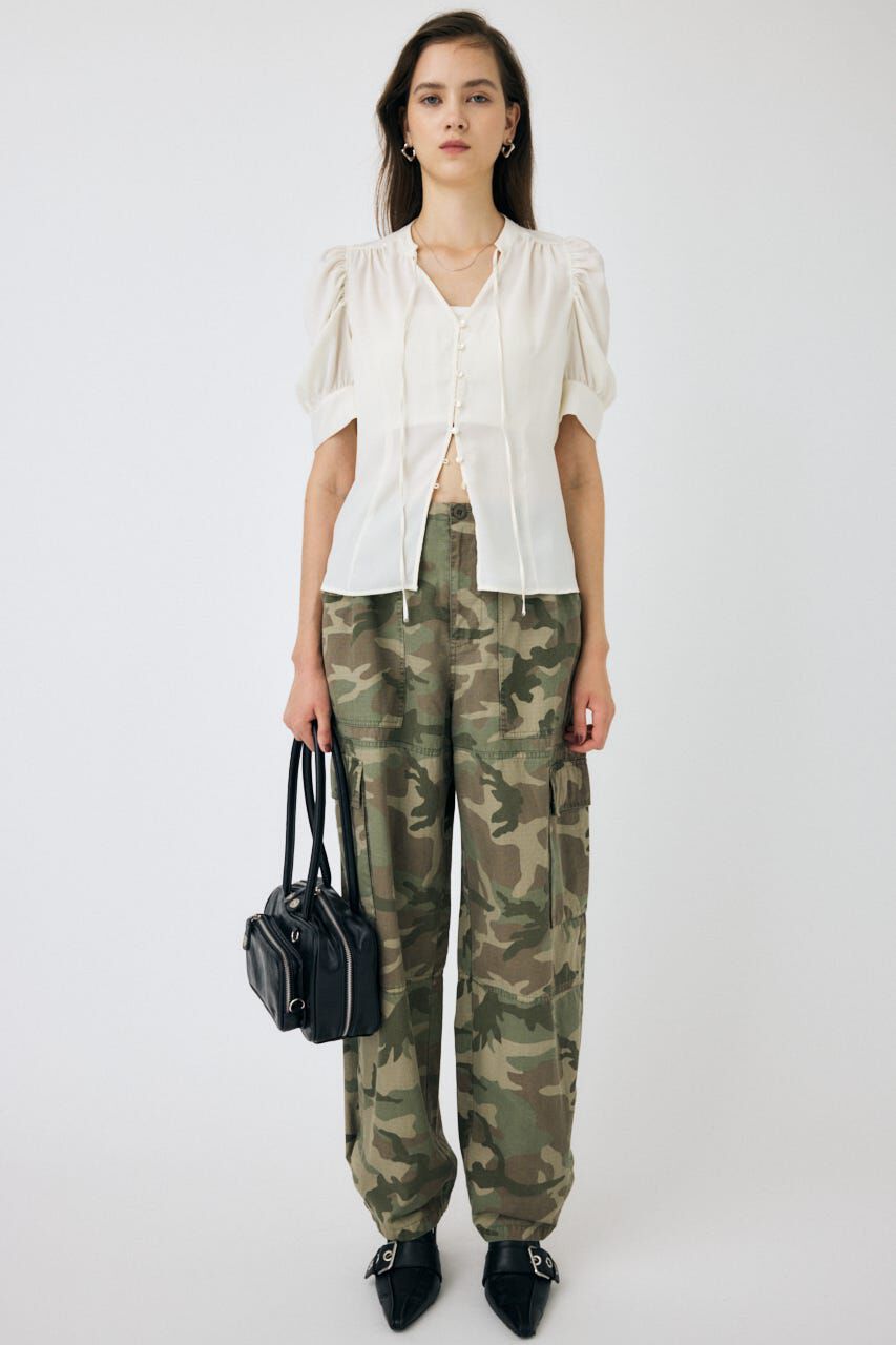 MOUSSY「GATHERED SHOULDER ハーフスリーブブラウス」|シャツ・ブラウス|