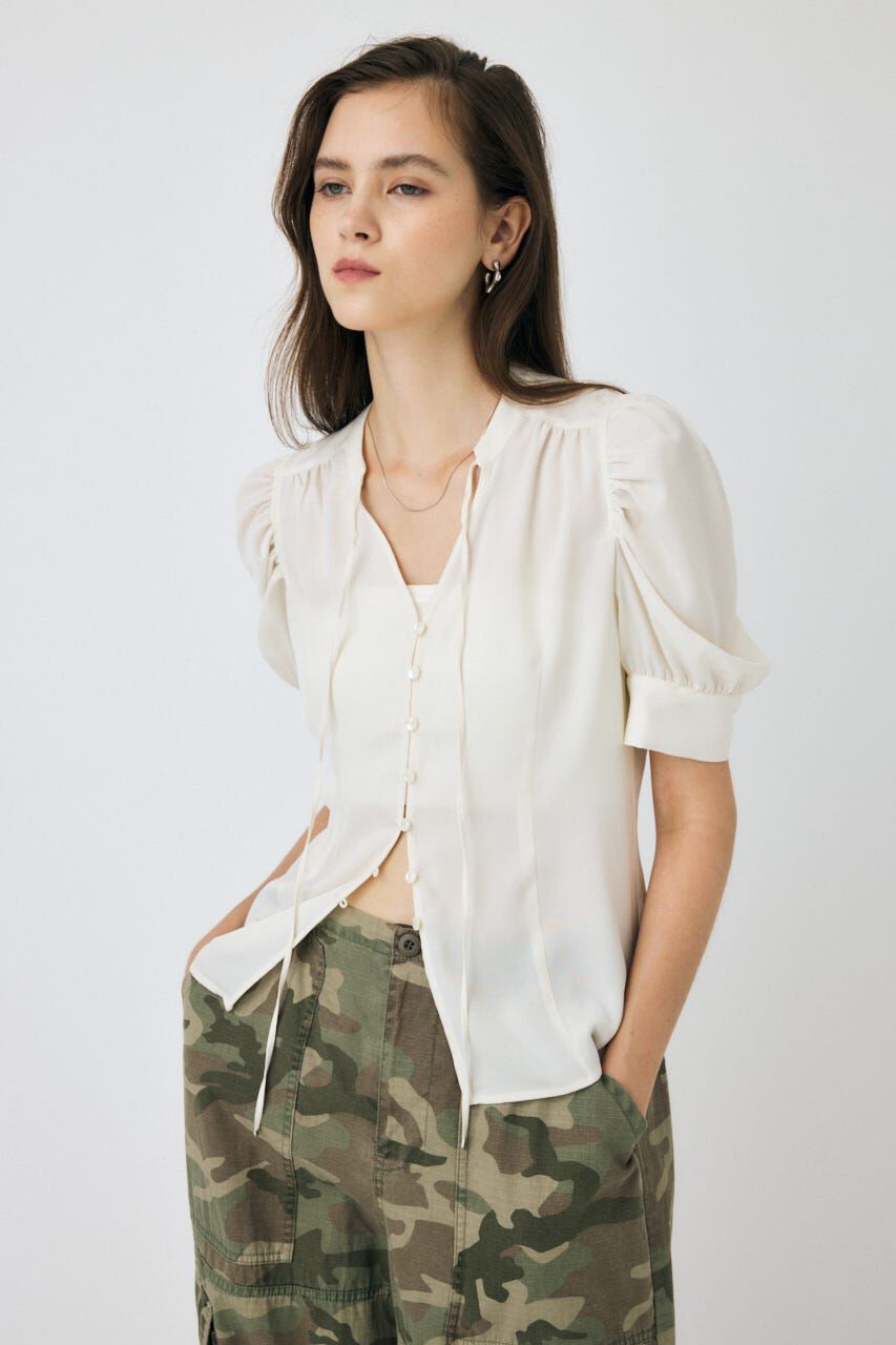 MOUSSY「GATHERED SHOULDER ハーフスリーブブラウス」|シャツ・ブラウス|