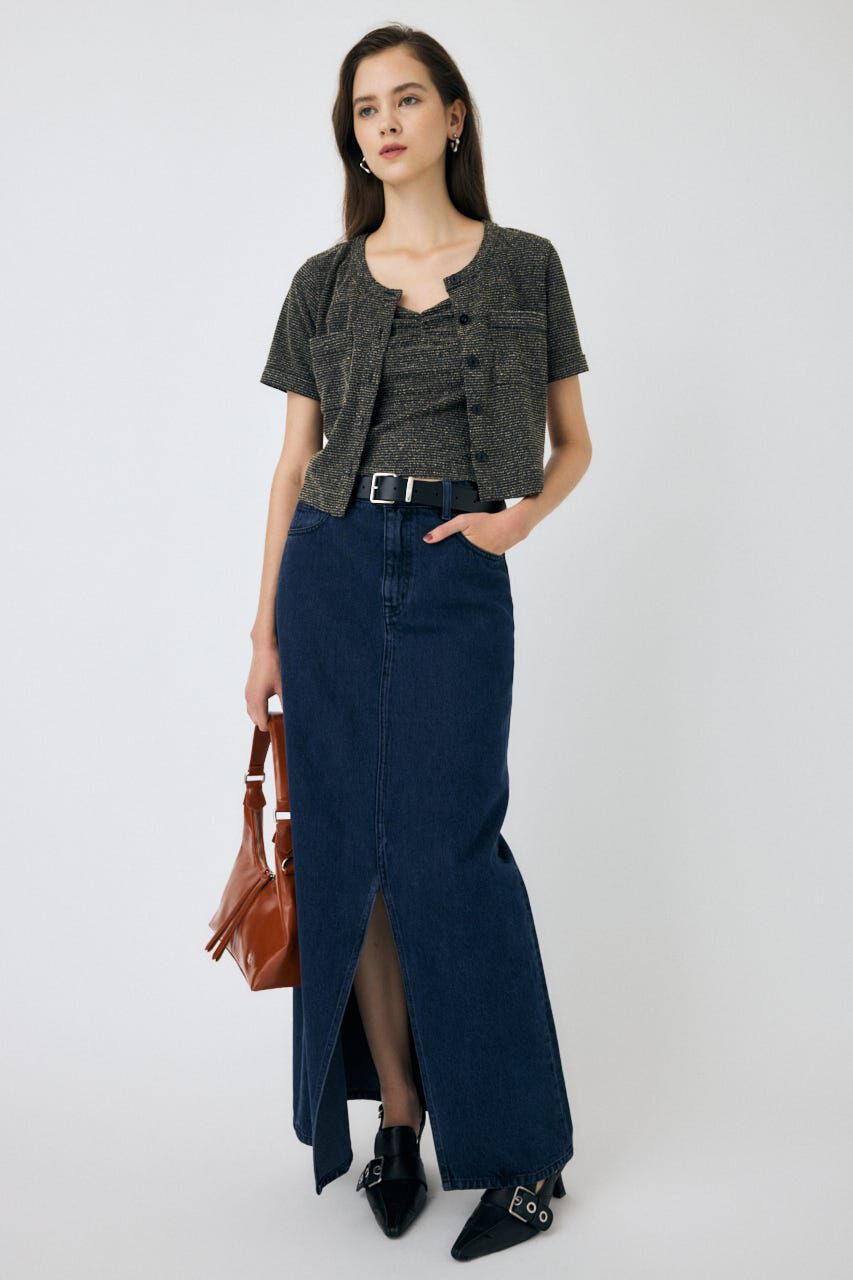 MOUSSY「BOUCLE TWEED ハーフスリーブカーディガン」|その他|