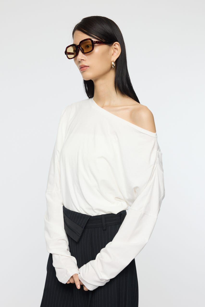 MOUSSY「OVER DYED ONE SHOULDER L/S TEE」|Tシャツ・カットソー|