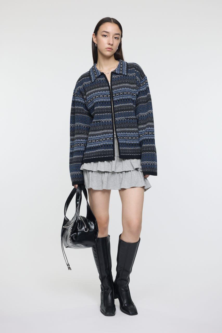MOUSSY「FAIR ISLE KNIT ジャケット」|カーディガン|