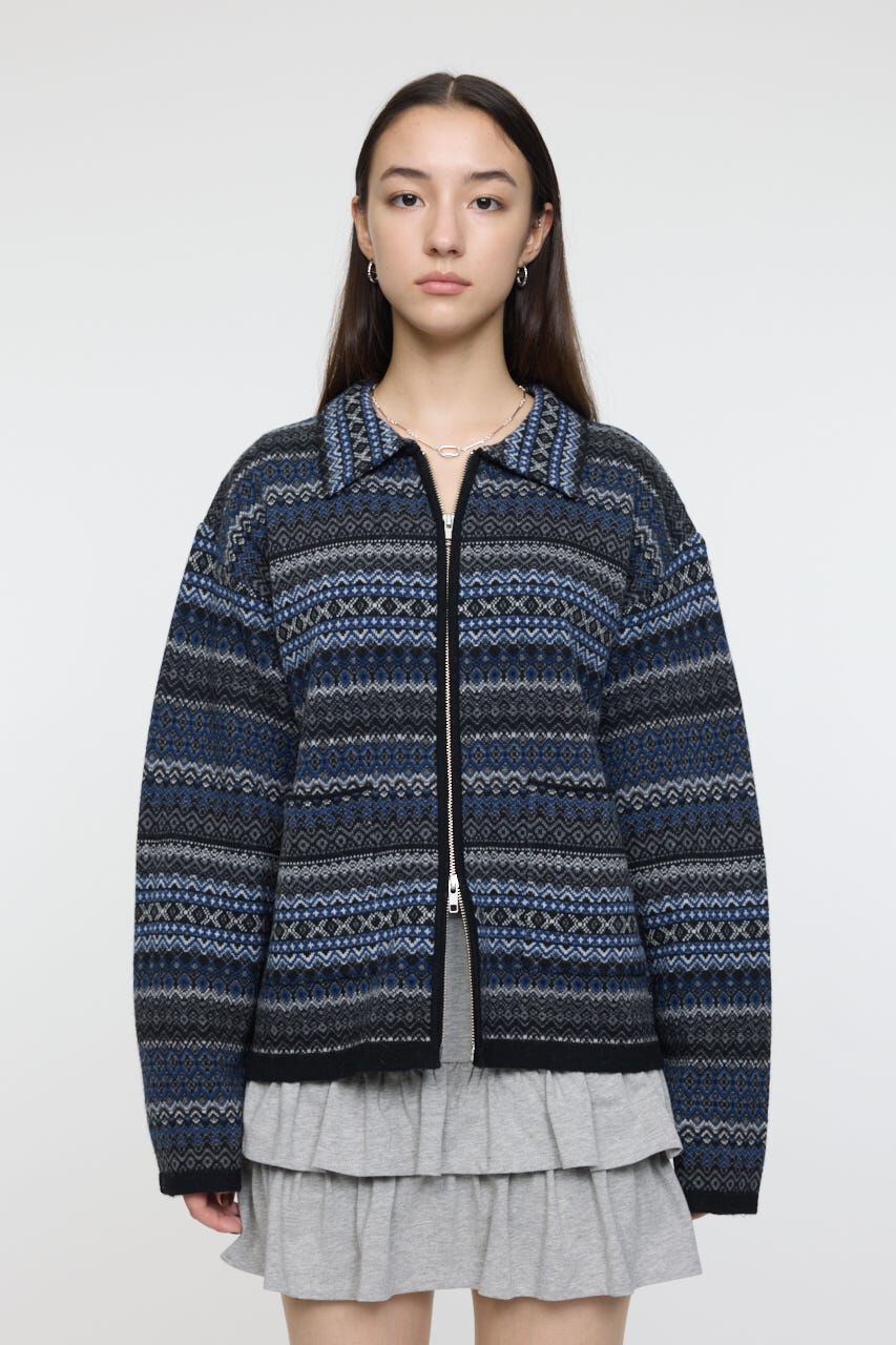 MOUSSY「FAIR ISLE KNIT ジャケット」|カーディガン|