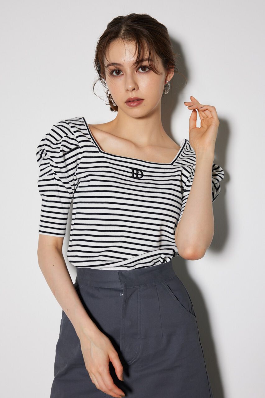 rienda「パフショルダーTシャツ」|Tシャツ・カットソー|Multi_1