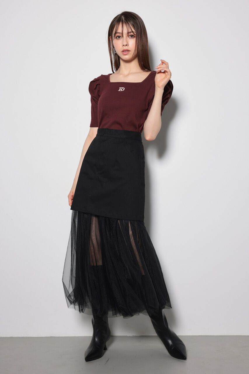 rienda「リバーシブルチュールジャストウエストスカート」|スカート|