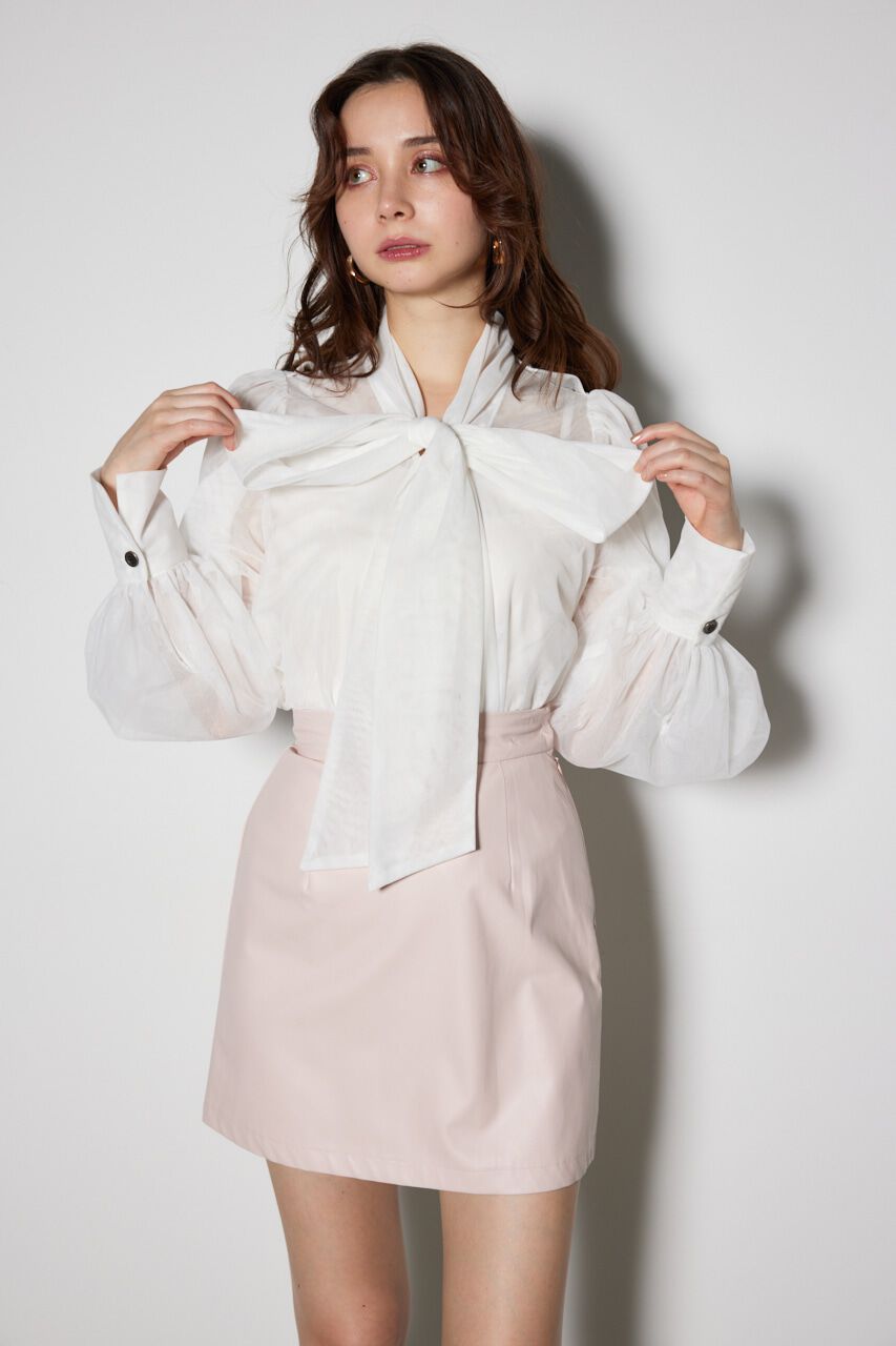 rienda「チュールボウタイネックトップス」|シャツ・ブラウス|