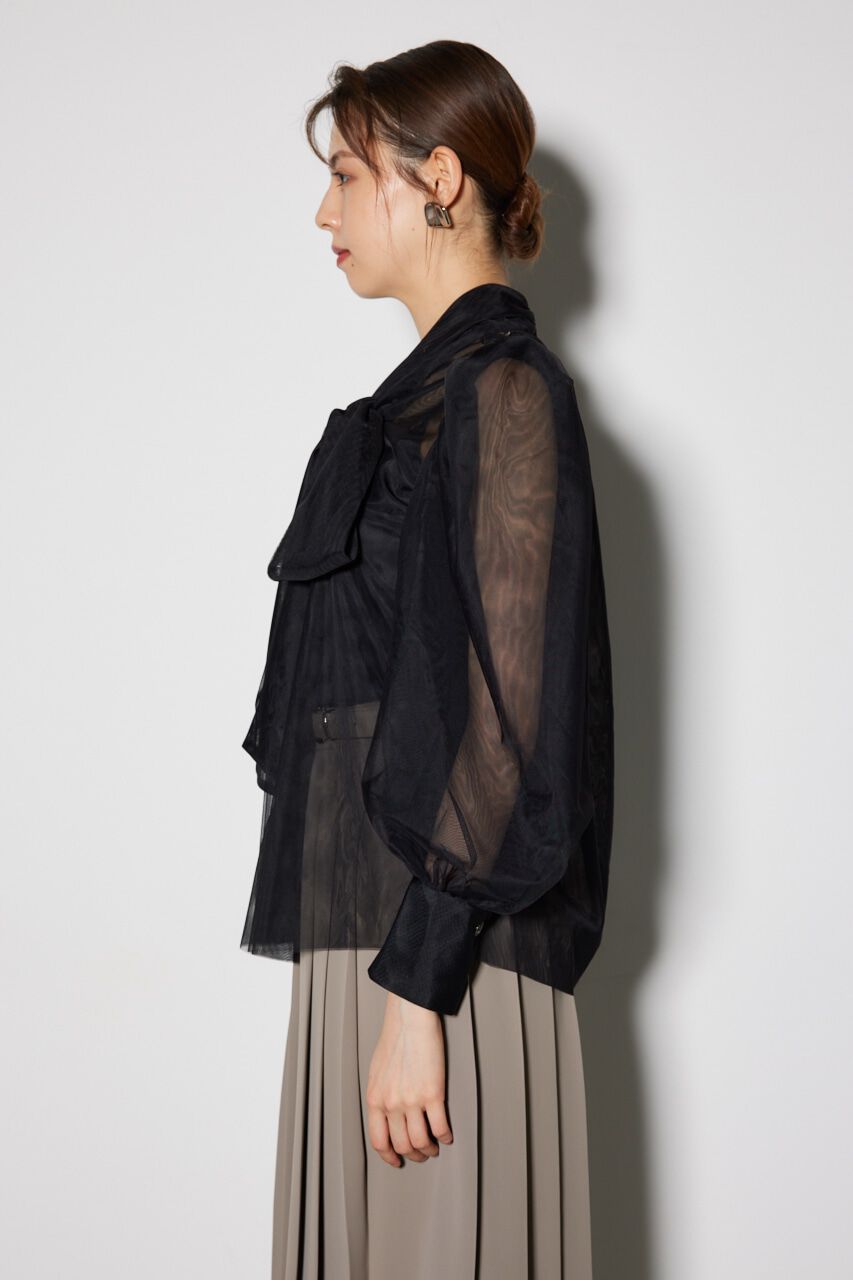 rienda「チュールボウタイネックトップス」|シャツ・ブラウス|