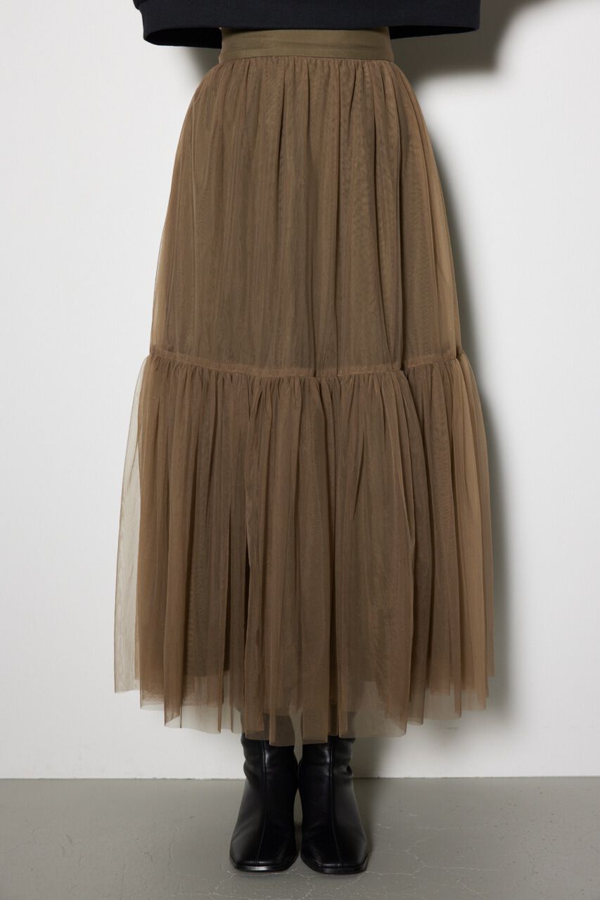 rienda「配色チュールティアードスカート」|スカート|