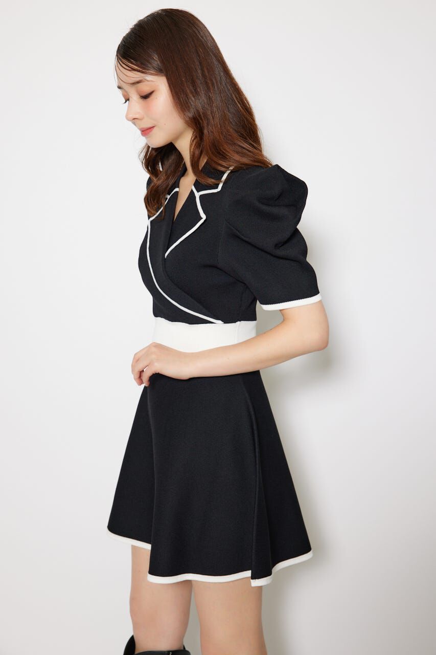 rienda「テーラードカラーミニフレアニットワンピース」|ワンピース|