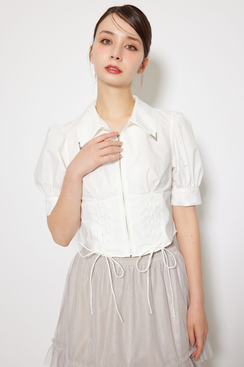 rienda「コンパクトレースアップブラウス」|シャツ・ブラウス|