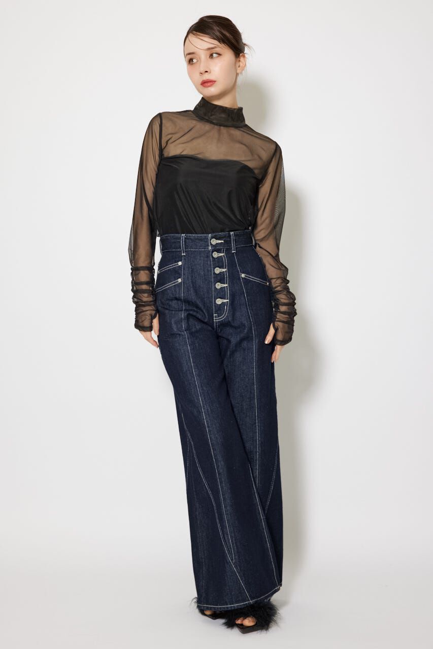 rienda「2WAYスリーブギャザーシアートップス」|Tシャツ・カットソー|