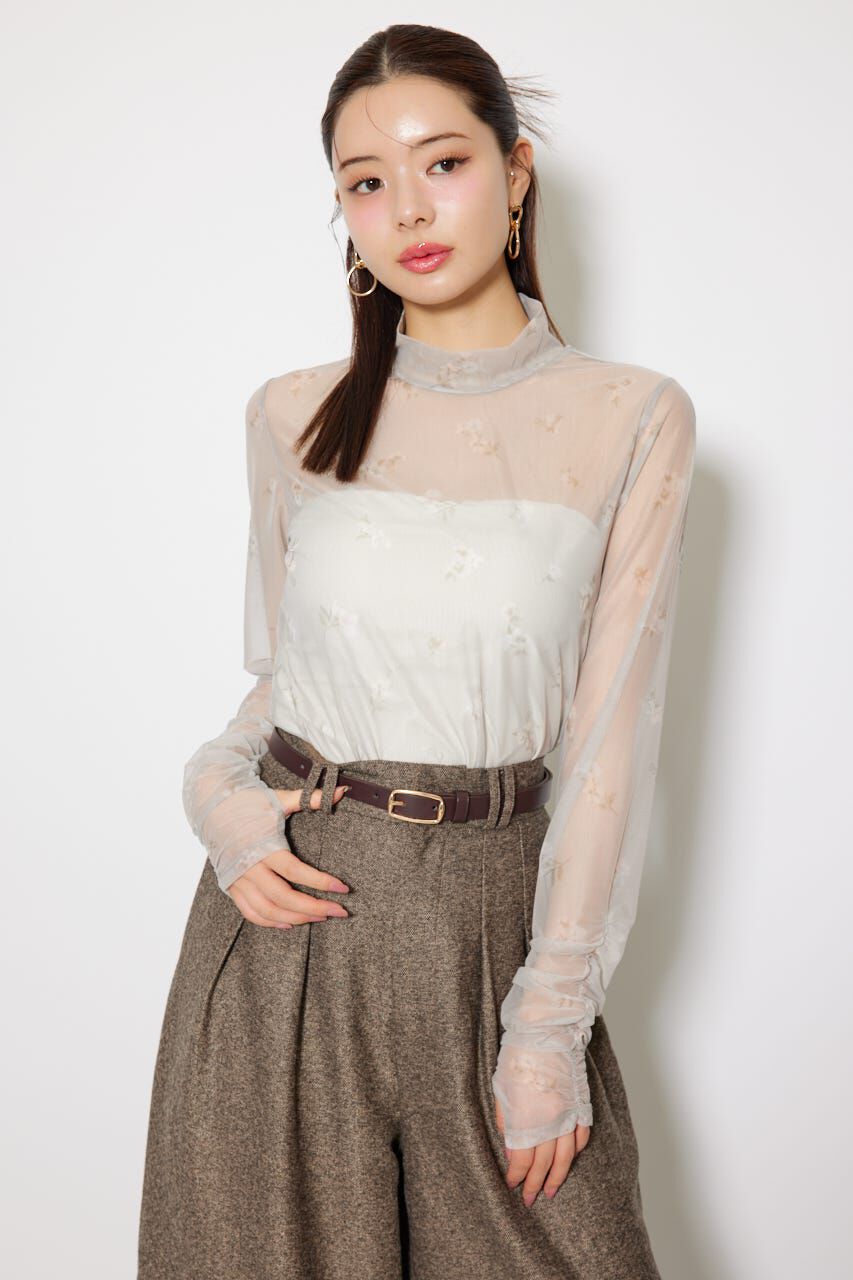 rienda「2WAYスリーブギャザーシアートップス」|Tシャツ・カットソー|柄BEG5