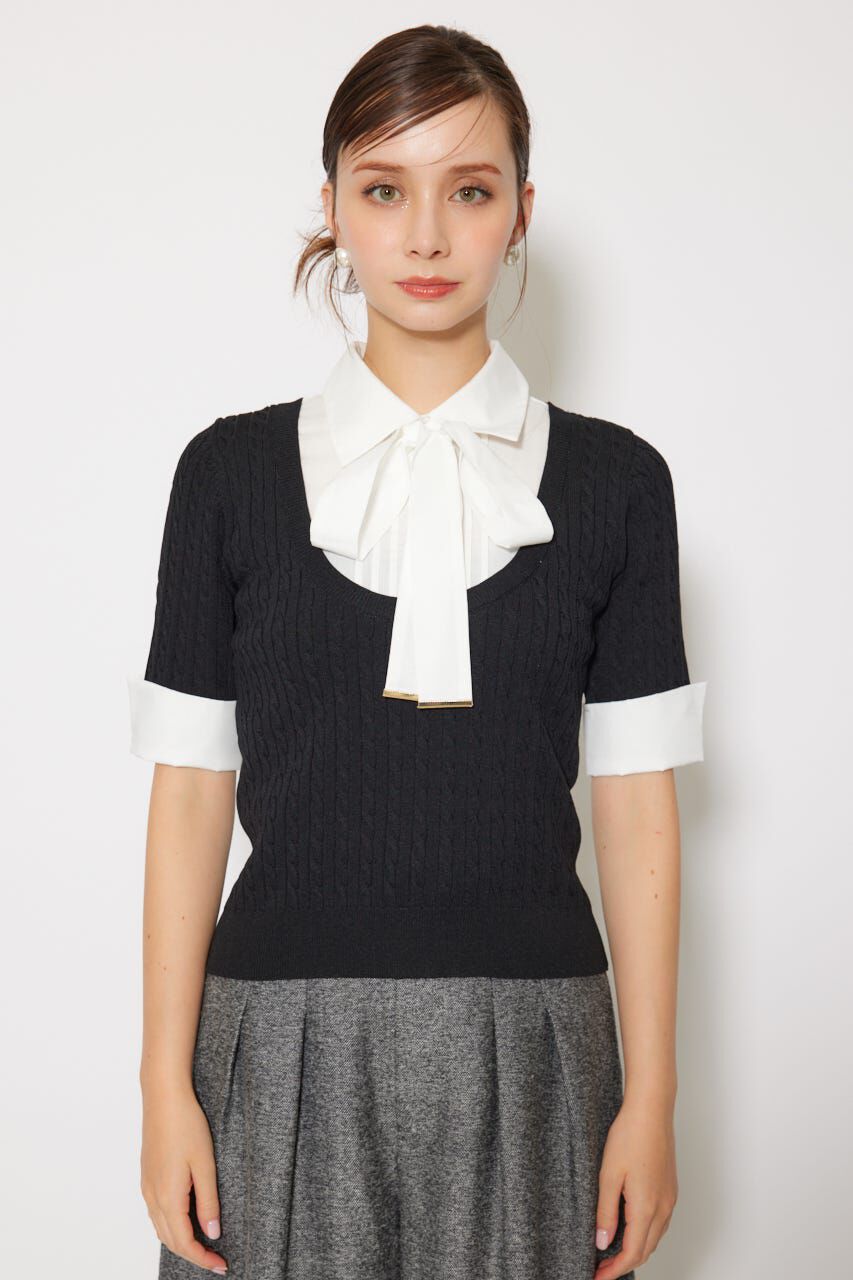 rienda「シャツドッキングハーフスリーブトップス」|ニット・セーター|