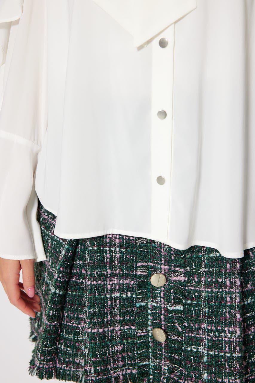 rienda「フリルスリーブビッグカラーリボンブラウス」|シャツ・ブラウス|