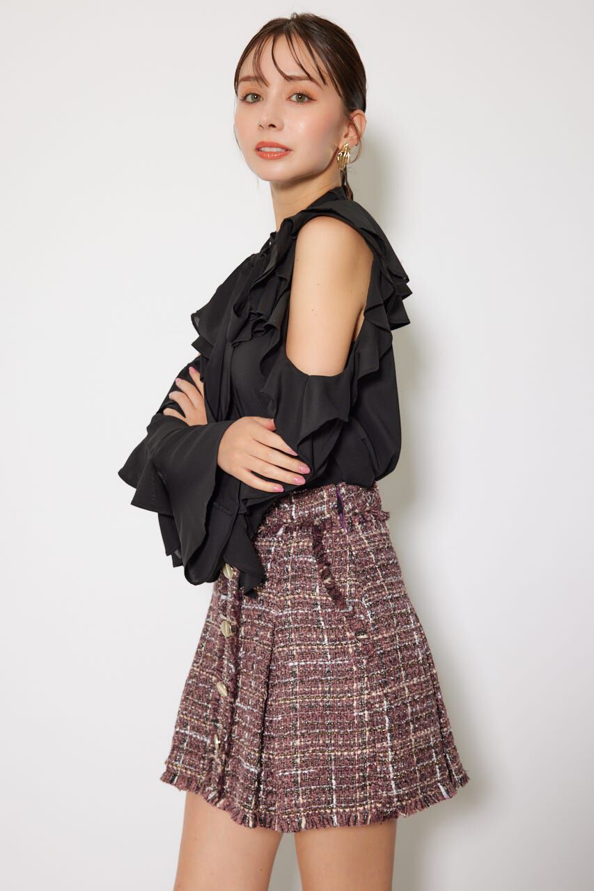 rienda「フリルスリーブビッグカラーリボンブラウス」|シャツ・ブラウス|