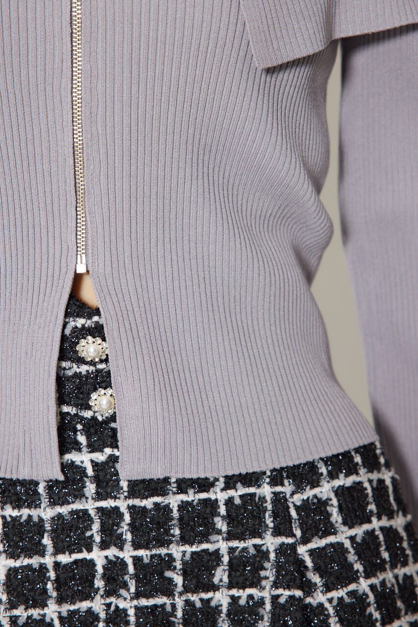 rienda「フロントZIPリブニットトップス」|ニット・セーター|