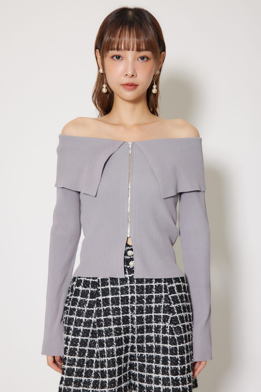 rienda「フロントZIPリブニットトップス」|ニット・セーター|