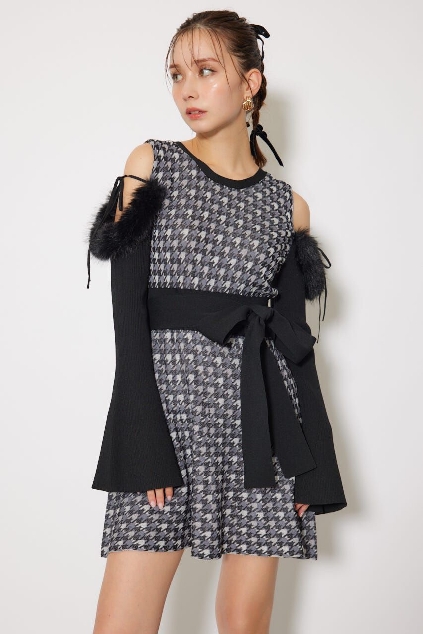 rienda「many wayフェイクファージャガードミニニットワンピース」|ワンピース|