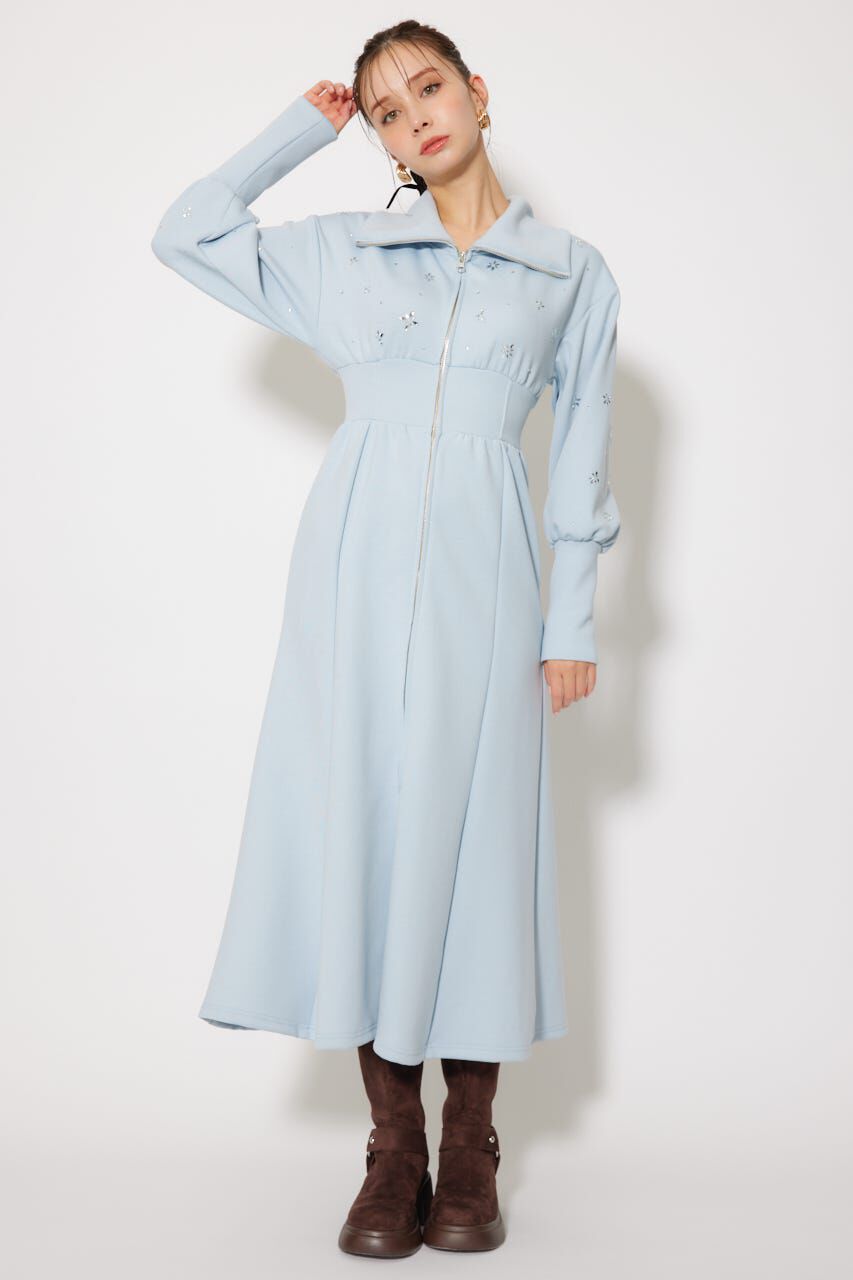 rienda「フラワーモチーフスウェットワンピース」|ワンピース|L/BLU1